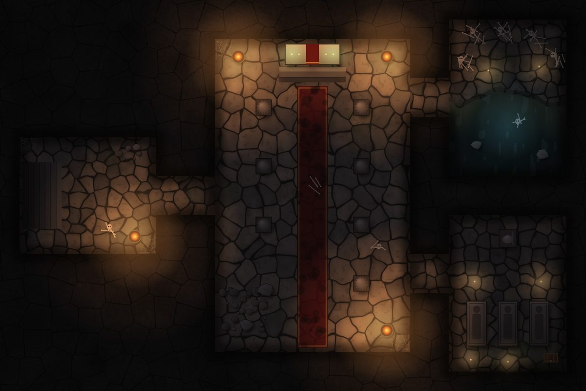 Top-down battlemap: The Sunken Crypt
